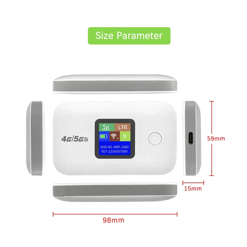 Portable 4G 5G Network Sharing Equipment 300Mbps With Sim Card Slot LED Display Support Up To 10 Devices For Outdoor RV Travel U