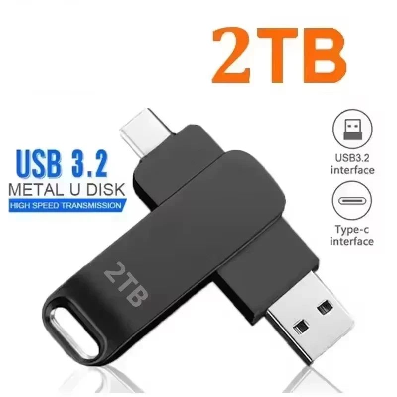USB3.0 USB Flash Drive 1TB 2TB 16TB OTG Pen Drive High Speed Type-C Flash Disk Real Capacity Metal Pendrive For Phone Computer