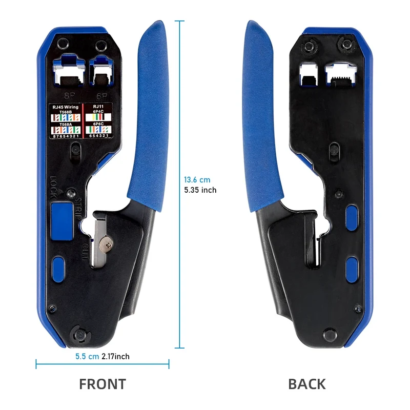 RJ45 Crimping Tool Set, 8P6P Cat5 Cat5e Cat6 Ethernet Crimper Pliers with Wire Stripper Cutter for RJ11 RJ12 Modular Plugs