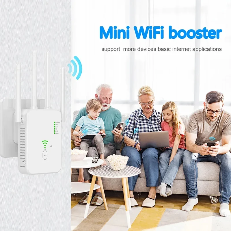1200Mbps Wireless WiFi Repeater 5Ghz Router WiFi Extender Amplifier 2.4G/5GHz Wi-Fi Signal Booster Long Range Network Receiver
