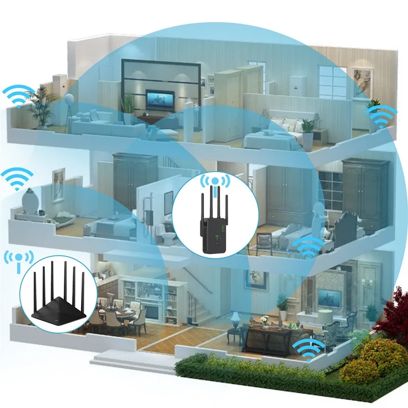 1200Mbps Wireless WiFi Repeater 5Ghz Router WiFi Extender Amplifier 2.4G/5GHz Wi-Fi Signal Booster Long Range Network Receiver