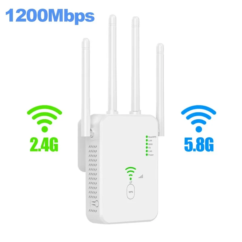 1200Mbps Wireless WiFi Repeater 5Ghz Router WiFi Extender Amplifier 2.4G/5GHz Wi-Fi Signal Booster Long Range Network Receiver