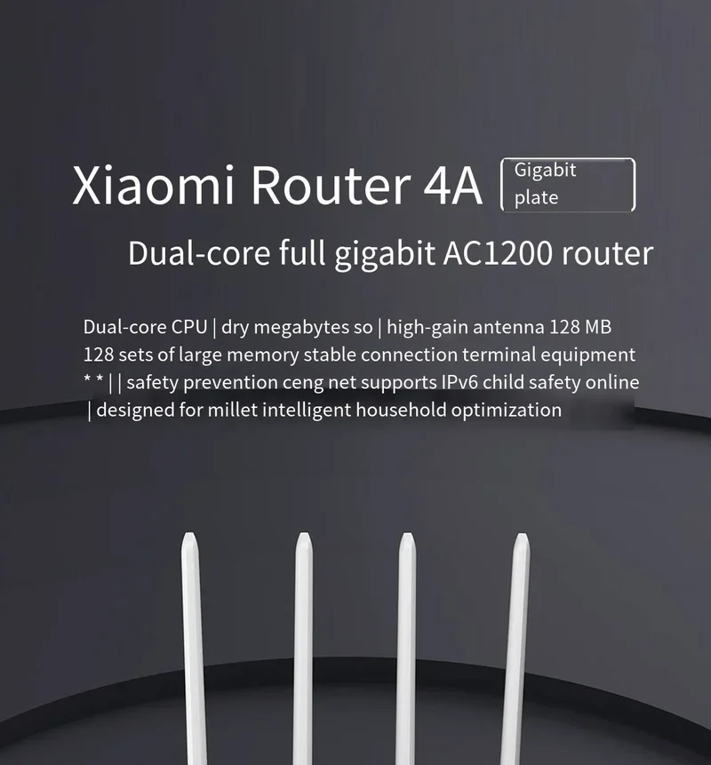 Xiaomi Router 4A Gigabit Edition 1000M 100M 5GHz 2.4GHz WiFi ROM 16MB DDR3 64MB 128MB High Gain 4 Antennas Remote Mi APP Control
