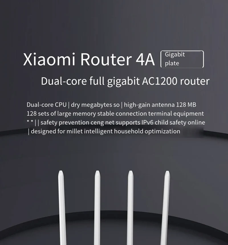 Xiaomi Router 4A Gigabit Edition 1000M 100M 5GHz 2.4GHz WiFi ROM 16MB DDR3 64MB 128MB High Gain 4 Antennas Remote Mi APP Control