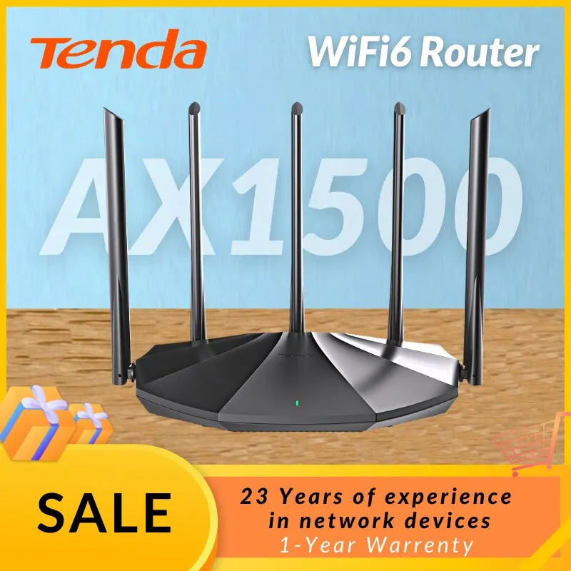 Tenda WIFI6 Router AX1500 Gigabit Wireless Router Signal Amplifier 2.4G 5GHz Beamforming Parental Control Guest Network Repeater
