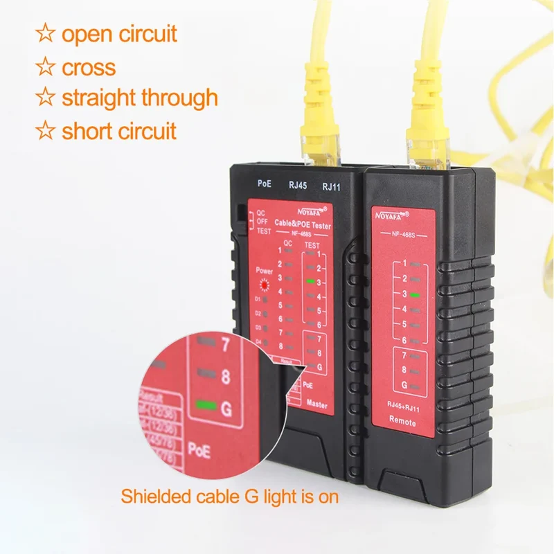 NOYAFA NF-468S Network Cable Tester RJ11 RJ45 Wire Detector Cat5 Cat6 Cable/Wire Continuity Detectors Fault Point Tester