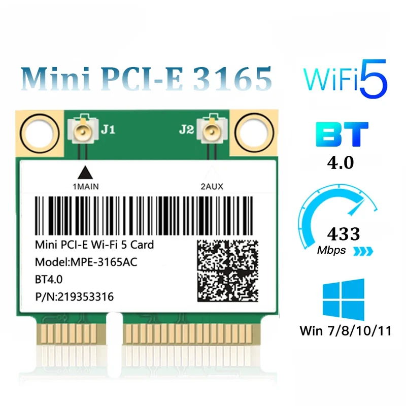 MC-AC7265 1200Mbps Bluetooth 4.2Mini PCI-E Interface 2.4G 5Ghz Wifi Card For Laptop