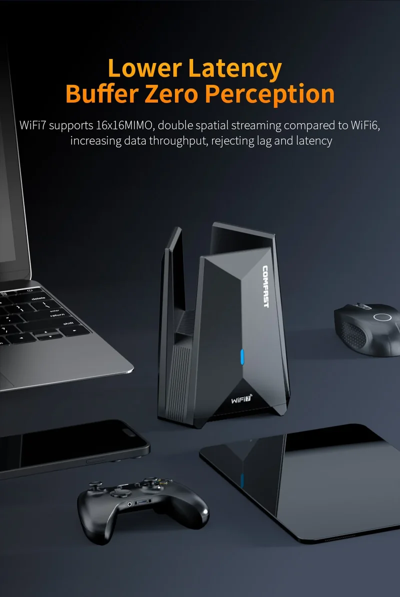COMFAST USB WiFi 7 Wi-fi adapter 6452Mbps Network Card USB3.0 Tri-band Wifi Dongle 2.4G/5.8G/6G Driver-Free For PC Win10/11
