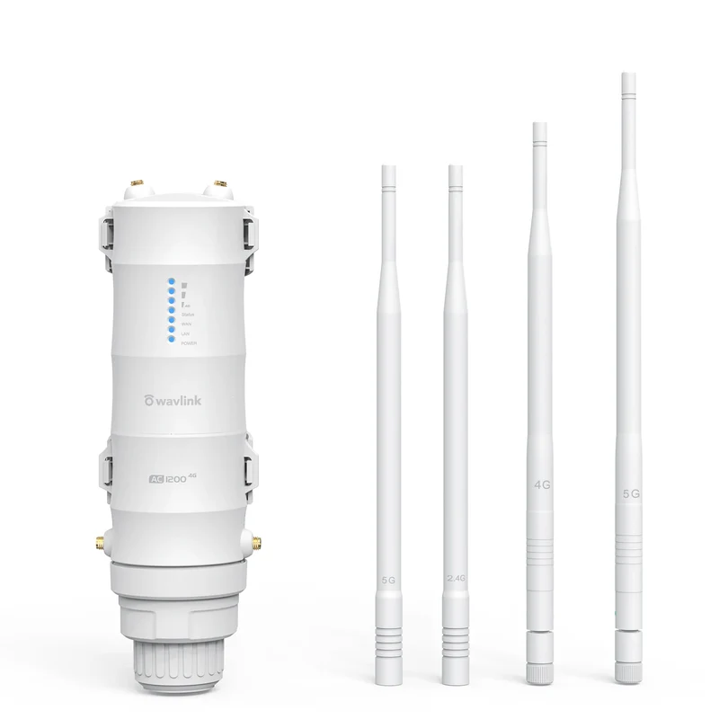 Wavlink 4G LTE AC1200 Outdoor Wi-Fi Router With SIM Card Slot 2.4G 5G Antennas 1000Mbps WAN Port Range Extender High Power