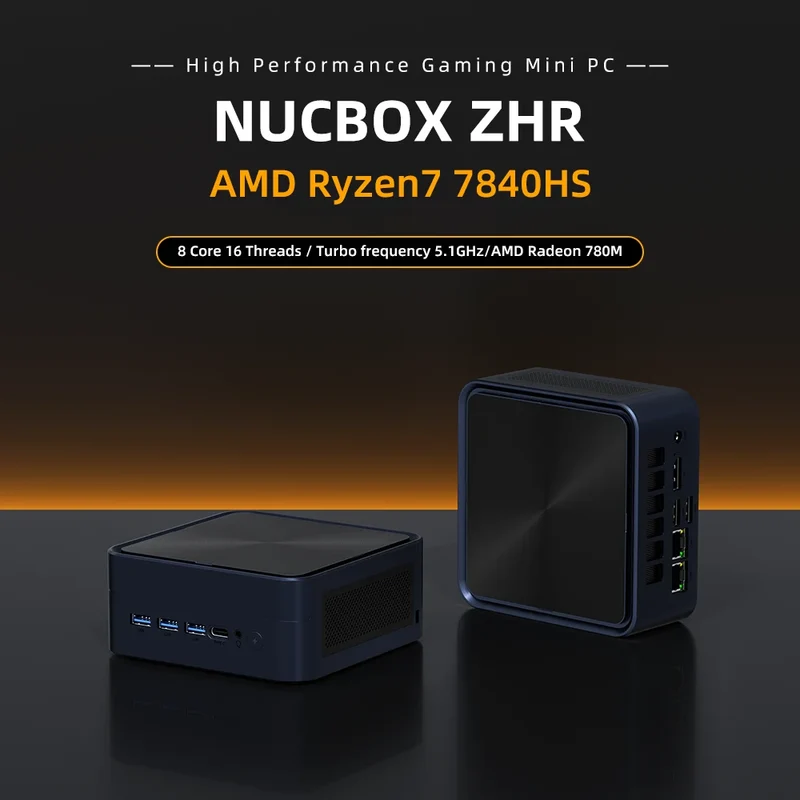 ZXIPC Mini PC AMD Ryzen 7 8745HS R5-6600H R7-7735HS R7-7840HS DDR5 M.2 NVME SSD Support 4K HDMI Display/WiFi6/USB3.2/Office