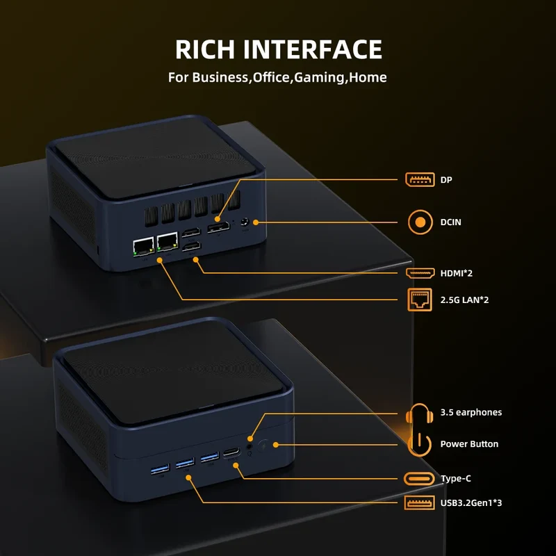 ZXIPC Mini PC AMD Ryzen 7 8745HS R5-6600H R7-7735HS R7-7840HS DDR5 M.2 NVME SSD Support 4K HDMI Display/WiFi6/USB3.2/Office
