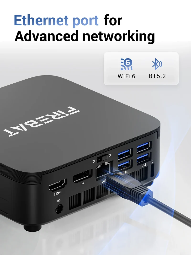 FIREBAT R3 MINI PC AMD Ryzen 5 7430U 6C/12T MAX 4.3GHz 16GB LPDDR4 RAM 512GB SSD WIFI6 BT5.2 Windows 11 Desktop Computer