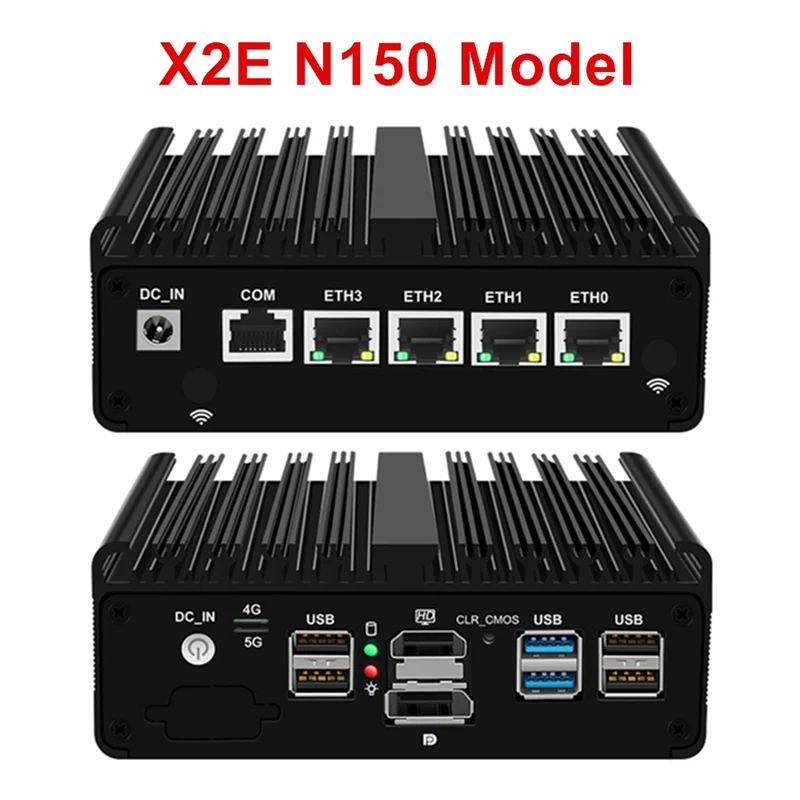 Topton Solid Fanless Firewall Mini PC VPN Gateway Intel N150 N5105 J6412 J5005 7305 6305 4x2.5G LAN Home Server PfSense Computer