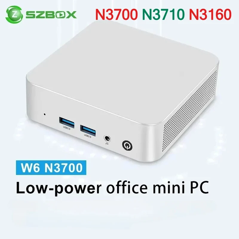 SZBOX W6 Intel N3700/ N3710/N3160 Mini PC DDR 2*SATA SSD Wifi BT Pocket Office Computer Windows 10 Computer