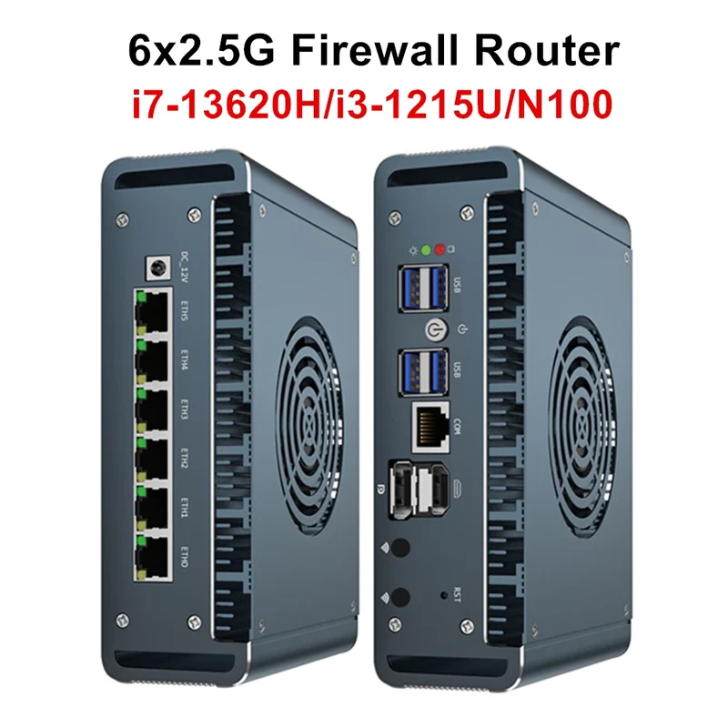 Topton Solid i7 13620H i3 1220P N300 Core 3 100U Firewall Mini PC 6x2.5G LAN DDR5 NVMe Proxmox pfSense OPNsense Mini Computer