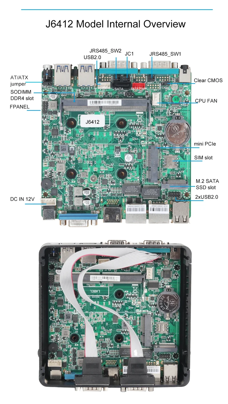 Fanless Industrial Mini PC Pentium J2900 4x Serial Ports RS232 RS485 2x Gigabit Ethernet Mini PCIe WiFi 4G LTE SIM Windows Linux