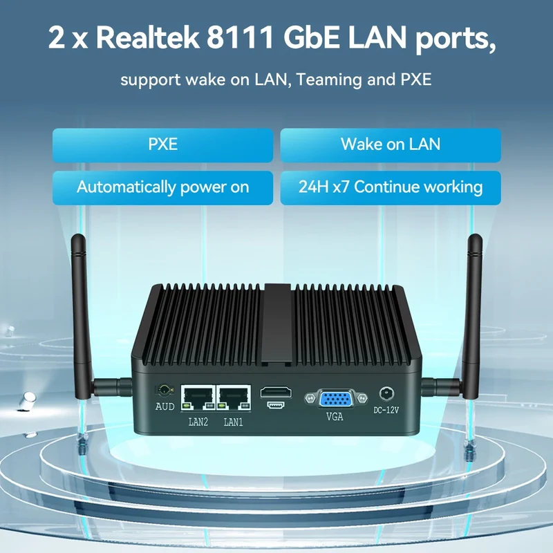 Fanless Mini PC IPC Intel J1900 J2900 I5-5200U 2xEthernet 2x COM DB9 HDMI VGA MPICE Expansion WiFi 4G LTE Support Windows Linux