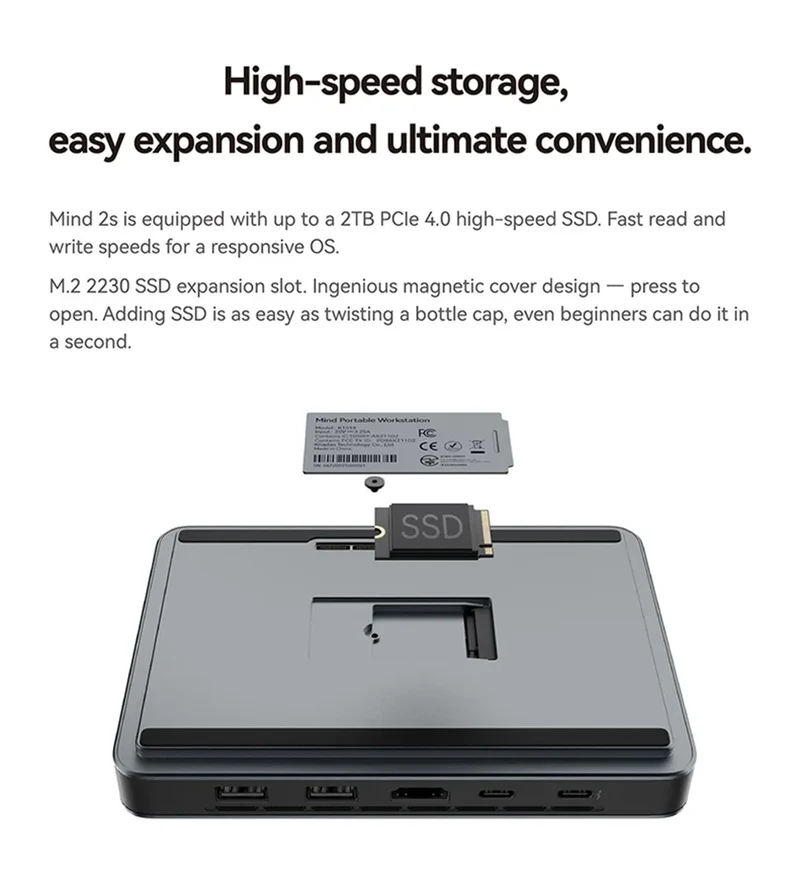 Khadas Mind Pro/2/2s AI Mini PC, Micro Desktop Computer with Intel Core Ultra 7 155H, up 64GB+2TB, Windows 11 Home, 8K Display