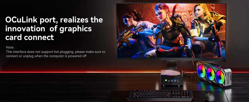 GMKtec K12 Mini PC AMD Ryzen 7 H 255 Windows 11 Pro DDR5 5600Mhz PCie3.0 NVMe SSD Wifi6E BT5.2 Quad Screen Display Oculink
