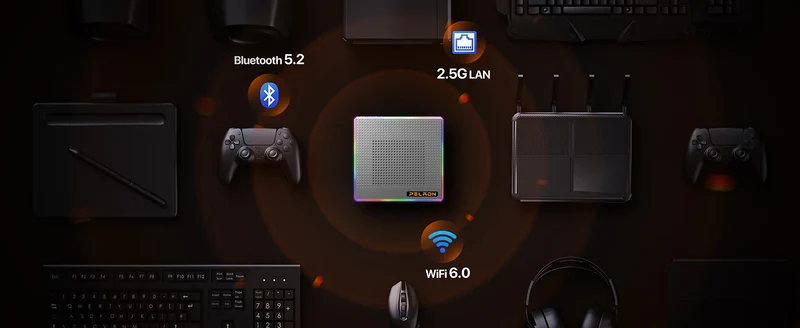 PELADN HO4 Gaming Mini PC AMD Ryzen 7 8845HS 32GB DDR5 5600MHz 1TB PCIe4.0 SSD, AMD Radeon 780M with Dual RJ45 LAN, WiFi6 BT5.2