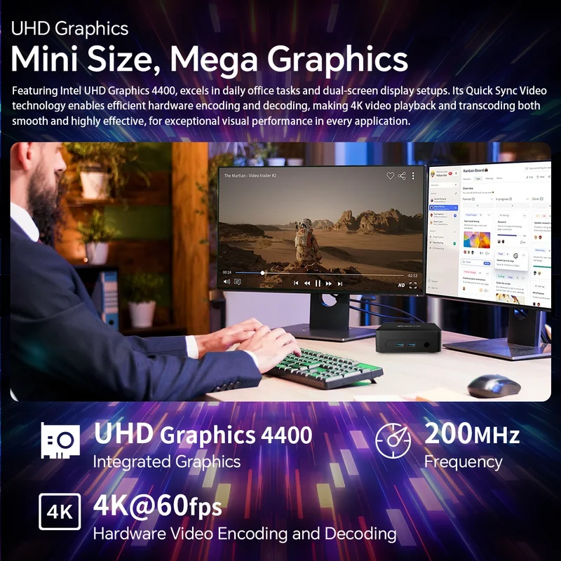 SOYO Mini PC Y5 Intel i3 4th Gen4030U 8GB RAM 128GB ROM Windows 10 WiFi BT4.2 Desktop Computer Multi-screen output