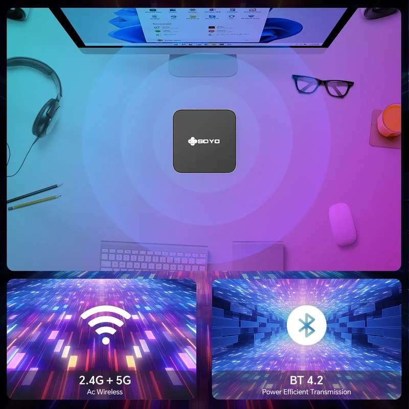 SOYO Mini PC Y5 Intel i3 4th Gen4030U 8GB RAM 128GB ROM Windows 10 WiFi BT4.2 Desktop Computer Multi-screen output