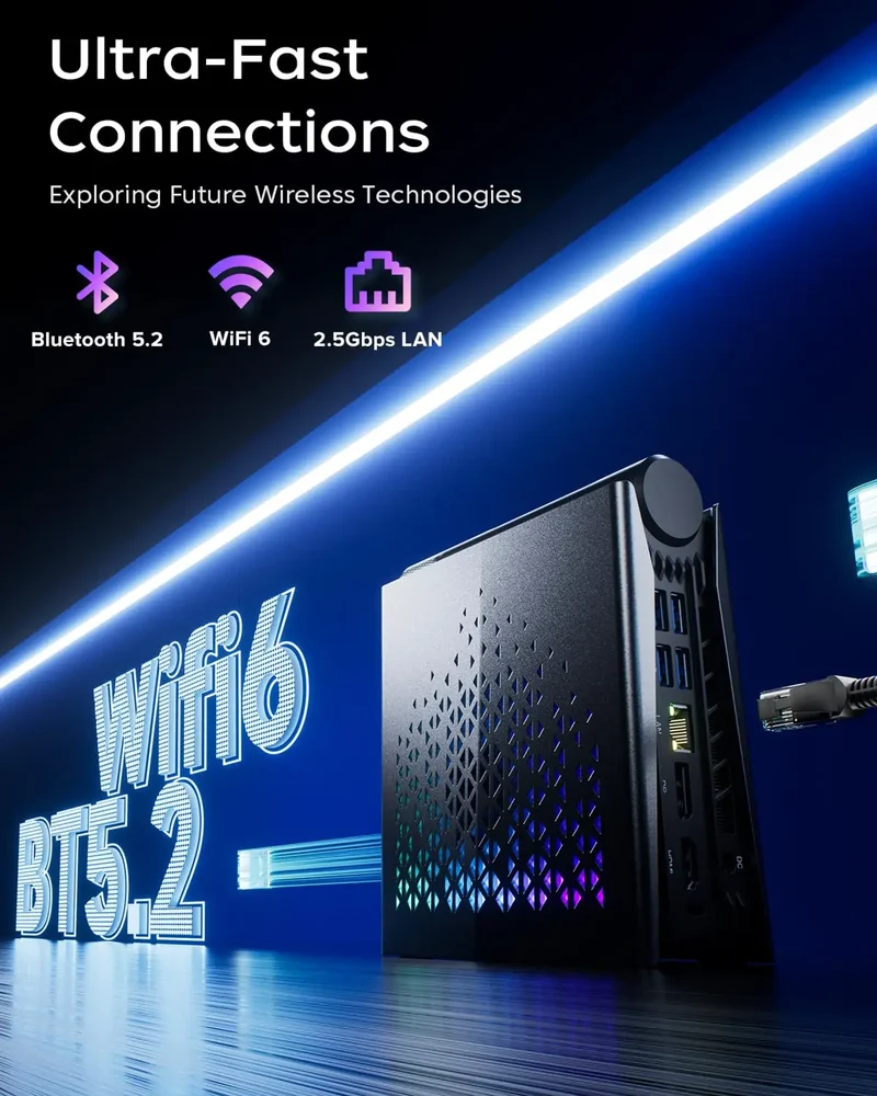 ACEMAGIC Mini PC AMD Ryzen 7 H255 Mini PC Computer 16GB RAM 512GB SSD WIFI 6 BT5.2 with RGB Lights 4K Triple Windows 11 Pro