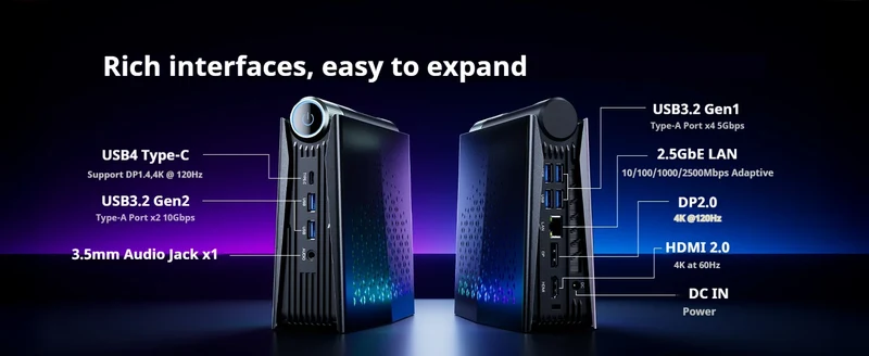 ACEMAGIC Mini PC AMD Ryzen 7 H255 Mini PC Computer 16GB RAM 512GB SSD WIFI 6 BT5.2 with RGB Lights 4K Triple Windows 11 Pro
