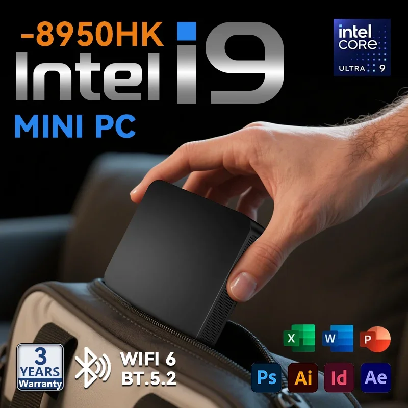 Mini Computer 4K Intel Core I9 8950HK 16GB DDR4 1/2TB SSD PC Windows 11 UHD Graphics Pocket PC 4K HD Mini Gaming Pc Desktop