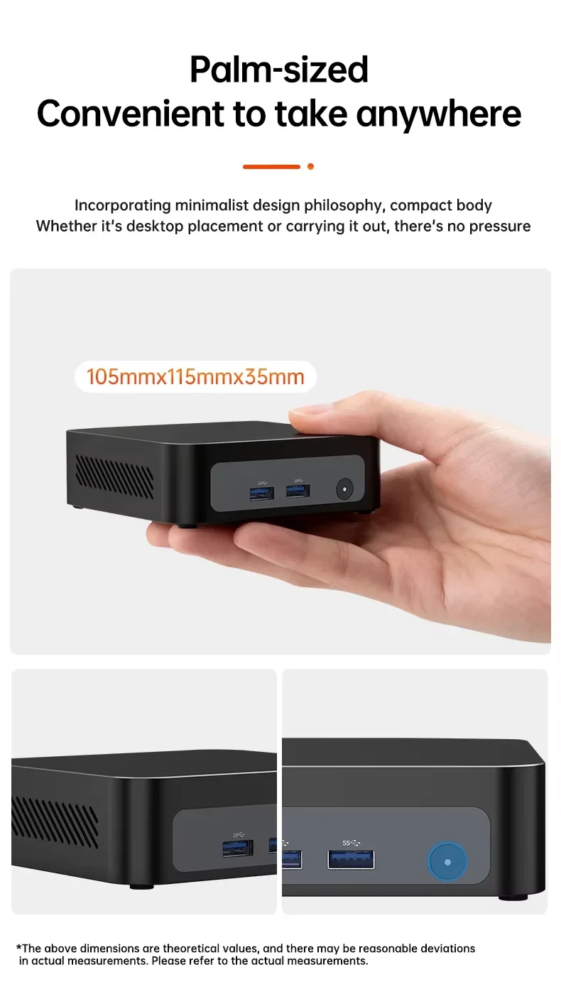 Topton Palm Gaming Mini PC AMD Ryzen 3 5300U ES 7 4700U ES 2*M.2 Slots 2*DDR4 Portable Office Desktop PC Windows 11 MiniPC WiFi6
