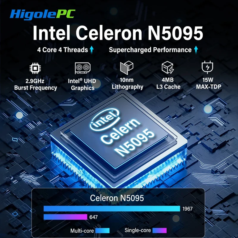 Higole F10 10.1'' Fanless Mini PC Intel N5095 Windows 11 WiFi5 8GB 128GB 5000mAh 4K RS-232 RJ45 Laptop Desktop PC Mini Computers