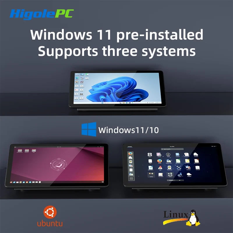 Higole F10 10.1'' Fanless Mini PC Intel N5095 Windows 11 WiFi5 8GB 128GB 5000mAh 4K RS-232 RJ45 Laptop Desktop PC Mini Computers