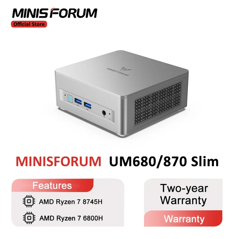 MINISFORUM Mini PC UM870 Slim AMD Ryzen 7 8745HMini Computer Window 11 DDR5 32GB 1TB SSD UM680 Slim AMD Ryzen 7 6800H Gaming PC