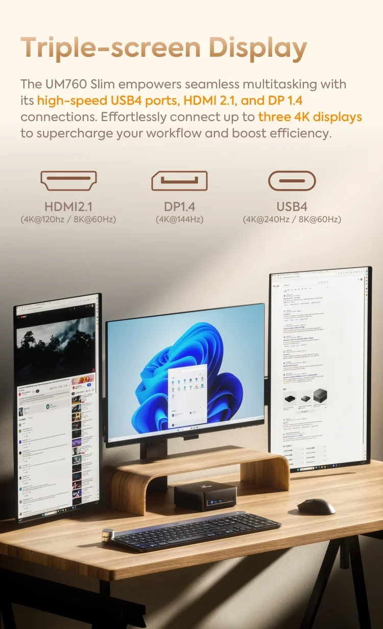 MINISFORUM Mini PC UM870 Slim AMD Ryzen 7 8745HMini Computer Window 11 DDR5 32GB 1TB SSD UM680 Slim AMD Ryzen 7 6800H Gaming PC
