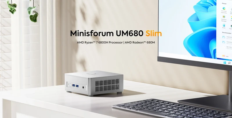 MINISFORUM Mini PC UM870 Slim AMD Ryzen 7 8745HMini Computer Window 11 DDR5 32GB 1TB SSD UM680 Slim AMD Ryzen 7 6800H Gaming PC
