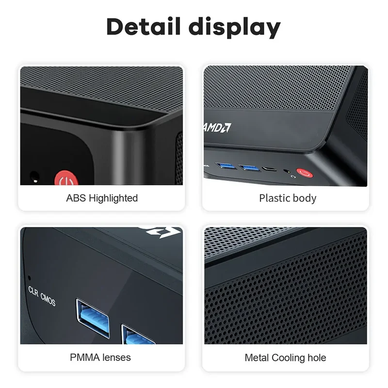 Beelink Mini PC SER5 Max AMD R7 6800U 7735HS R5 5500U R3 3200U 16G 500G NVME Windows Type-C Triple Screen Gamer Mini Computer