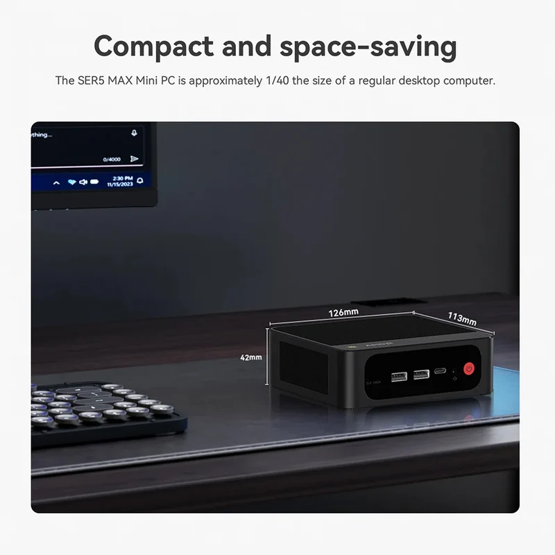 Beelink Mini PC SER5 Max AMD R7 6800U 7735HS R5 5500U R3 3200U 16G 500G NVME Windows Type-C Triple Screen Gamer Mini Computer