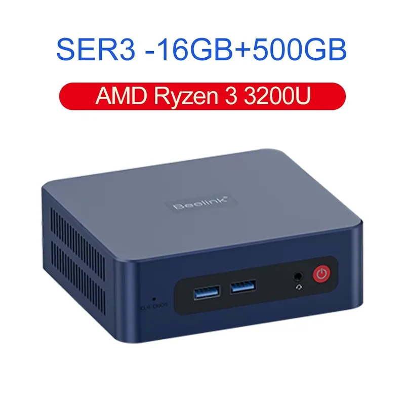 Beelink Mini PC SER5 Max AMD R7 6800U 7735HS R5 5500U R3 3200U 16G 500G NVME Windows Type-C Triple Screen Gamer Mini Computer