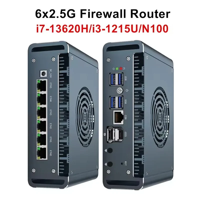 Topton Intel Core i7 13620H i3 1220P N300 3 100U Firewall Mini PC 6x2.5G LAN DDR5 NVMe Proxmox pfSense OPNsense Mini Computer