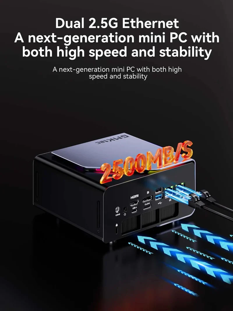 GMKtec K12 AMD Ryzen 7 H 255 Mini PC Dual DDR5 5600MT/s 3*SSD PCIe4.0 WiFi6 BT5.2 Dual 2.5G LAN OCulink Desktop Gamer Computer