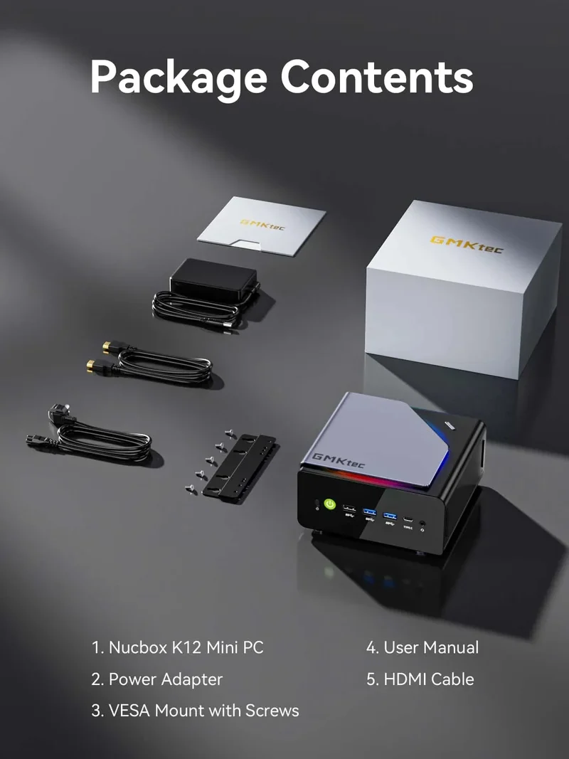 GMKtec K12 AMD Ryzen 7 H 255 Mini PC Dual DDR5 5600MT/s 3*SSD PCIe4.0 WiFi6 BT5.2 Dual 2.5G LAN OCulink Desktop Gamer Computer