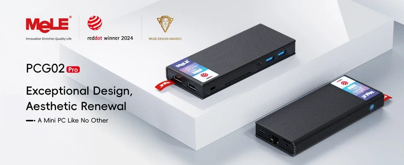 MeLE Fanless Mini PC Stick N100 8GB 128GB 256GB , Mini Computer Dual HDMI, WiFi5 Gigabit Ethernet, USB Type-C PD3.0 PCG02 Pro