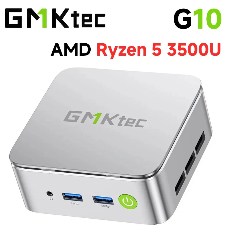 GMKtec G10 AMD Ryzen 5 3500U Mini PC Dual Channel DDR4 2400MT/s NVMe SSD Win 11 Pro WiFi BT 2.5Gbps LAN Desktop Office Computer