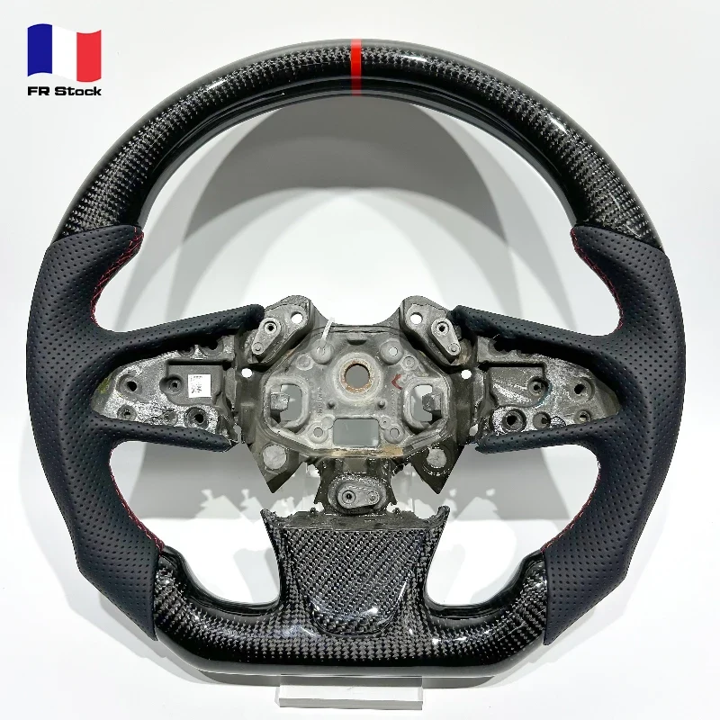 EU Warehouse in Stock High-quality Glossy Carbon Fiber Perforated Leather Car Steering Wheel for Renault Megane 4