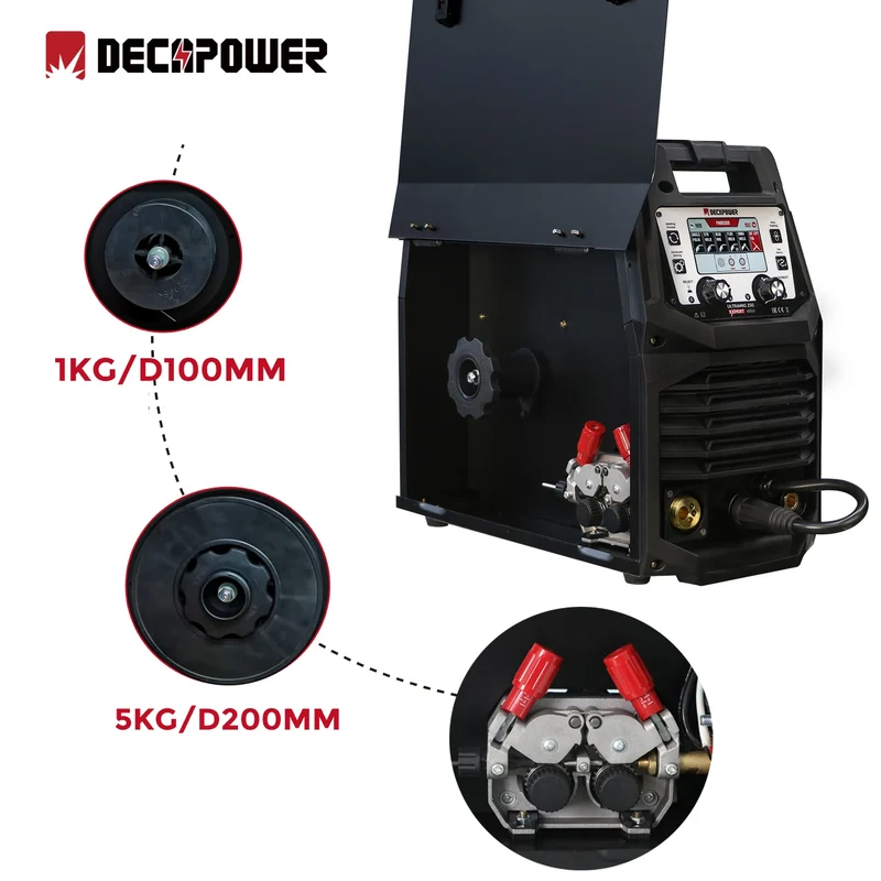 Decapower Dual Pulse 230A True Rated IGBT Inverter Multi-Process MIG MMA TIG Welding Machine With 25AK MIG Torch & Accessories