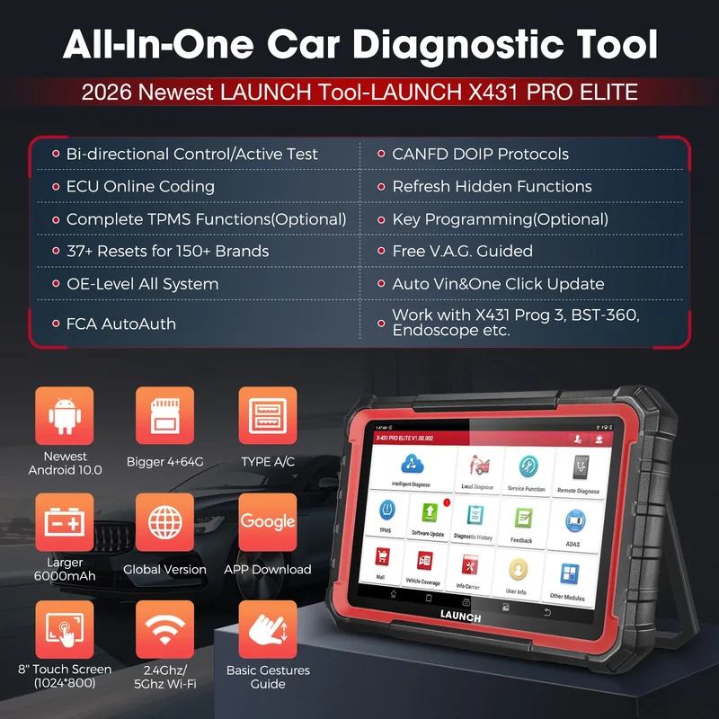 2026 Hot LAUNCH X431 PRO ELITE PROS ELITE All System Car Diagnostic Tool OBD2 Scanner with 2 Years Free Update