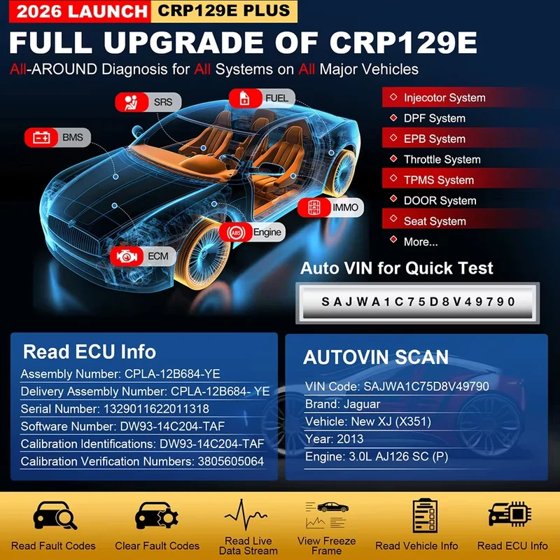 CRP129E PLUS Diagnostic Magic Full System Scan 8 Special Functions 12V Adaptation Professional Level