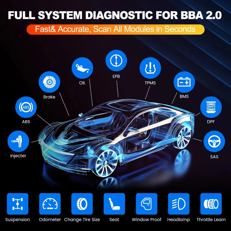 LAUNCH Creader Elite 2.0 Diagnostic B-M-W Dedicated Bidirectional OBD2 Mercedes Audi Compatible Lifetime Free