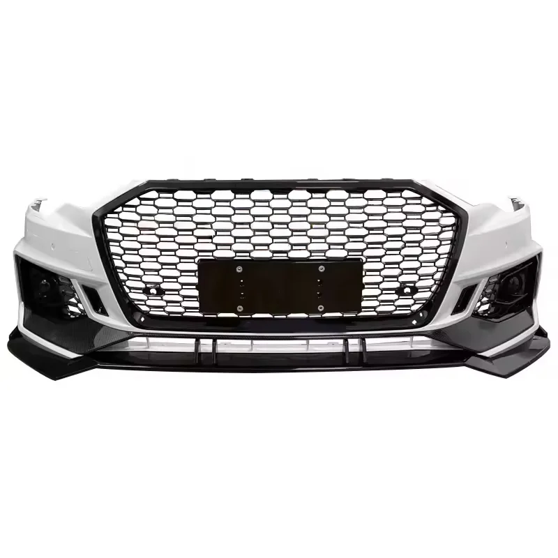 Car A6 S6 C8 4K Front Bumper Facelift RS6 Style Body Kits With Gloss Black Honeycomb for Audi A6 S6 C8 2019-2025