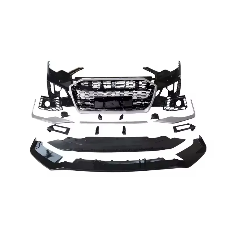 Car A6 S6 C8 4K Front Bumper Facelift RS6 Style Body Kits With Gloss Black Honeycomb for Audi A6 S6 C8 2019-2025